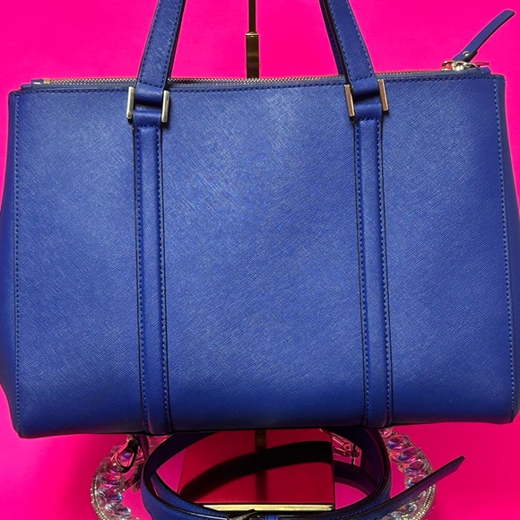 Kate Spade Royal Blue Newberry Ln. Satchel w/Pink Cherry Charm Approx. 15x9x4 - Picture 3 of 17